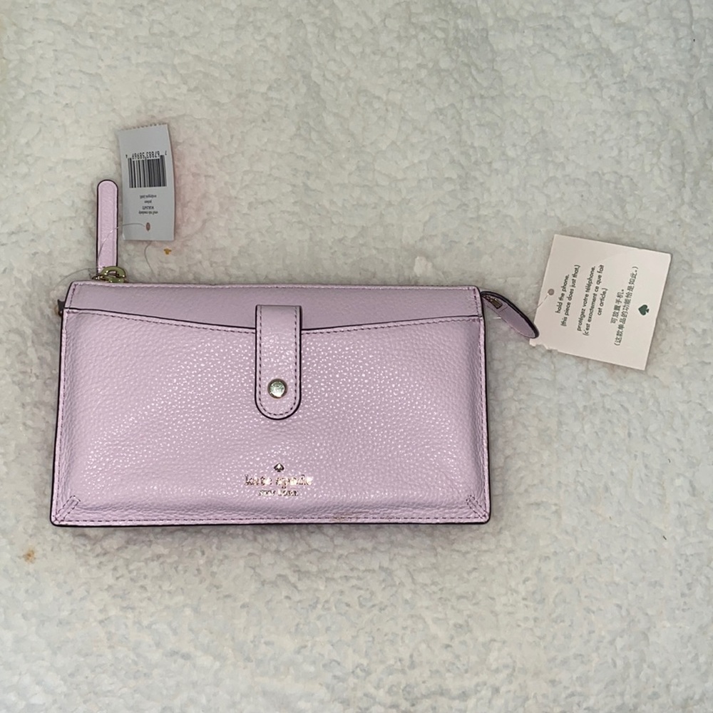 NWT Kate Spade TriFold Wallet with Strap Baby Pink
